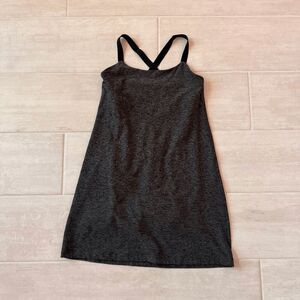 Beyond Yoga Spacedye Move It Dress Black Charcoal Built-In Shorts Criss-Cross S